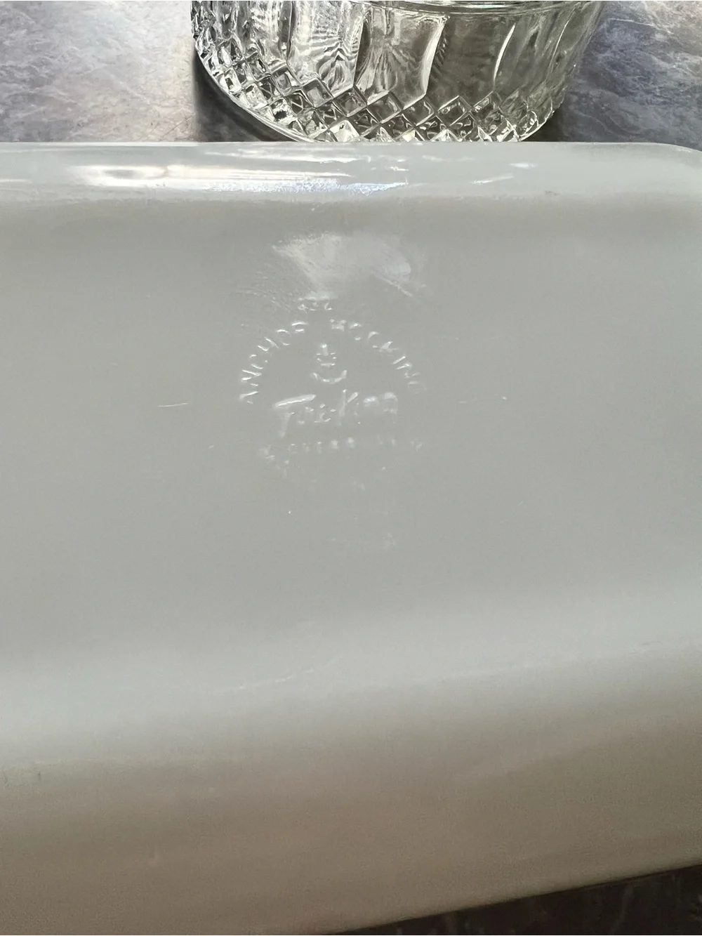 Vintage Anchor HockingFloral Glass Bake Dish - White with Orange & Green Flowers